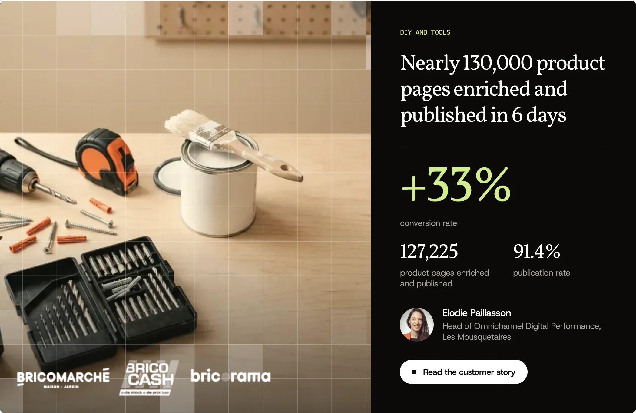 Les Mousquetaires customer story: nearly 130,000 product pages enriched and published in 6 days, +33% conversion rate. Read the customer story
