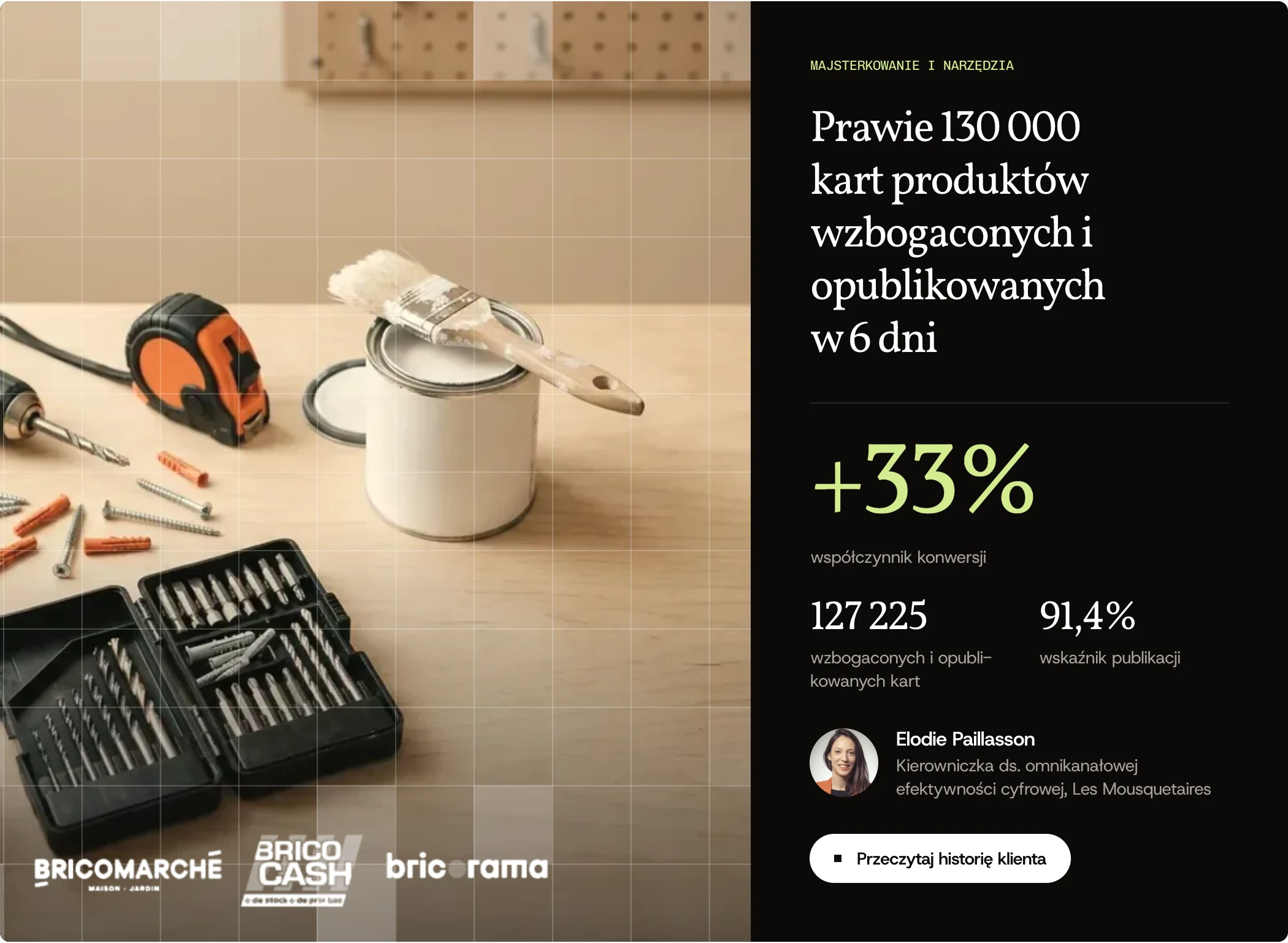 Historia klienta Les Mousquetaires: prawie 130 000 kart produktów wzbogaconych i opublikowanych w 6 dni, współczynnik konwersji +33%. Przeczytaj historię klienta