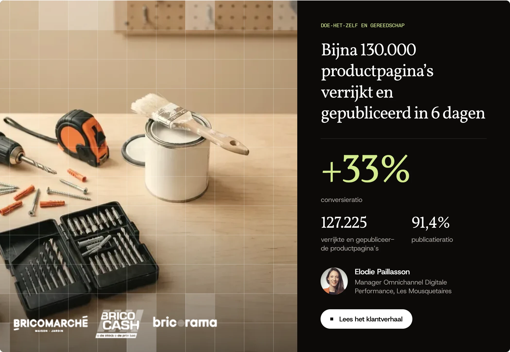 Klantverhaal Les Mousquetaires: bijna 130.000 productpagina’s verrijkt en gepubliceerd in 6 dagen, +33% conversieratio. Lees het klantverhaal